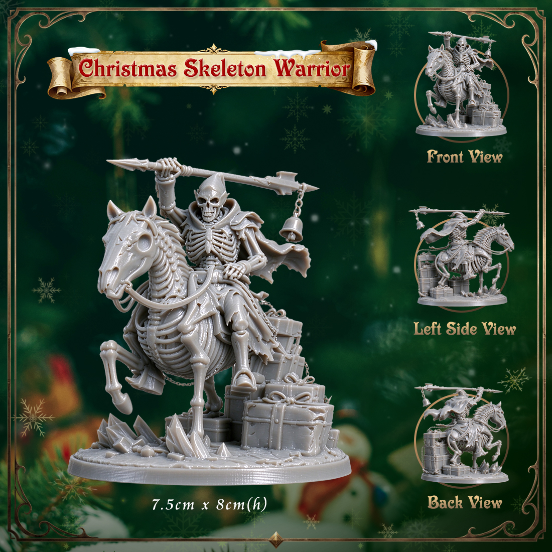 RPG Christmas Undead Figurine-3D Printed Fantasy Holiday Miniature