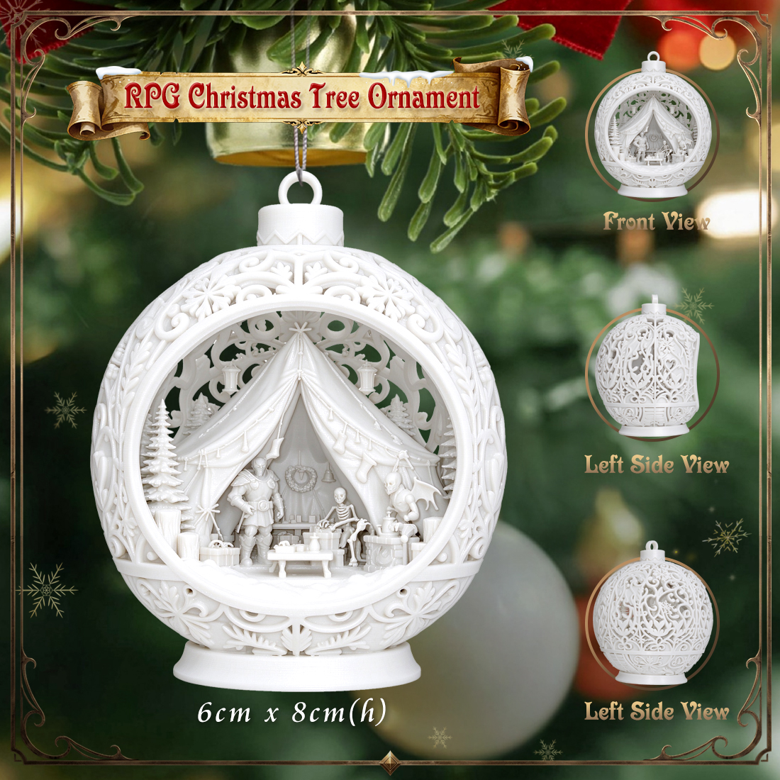 RPG Christmas Tree Ornament-3D Printed Fantasy Holiday Bauble