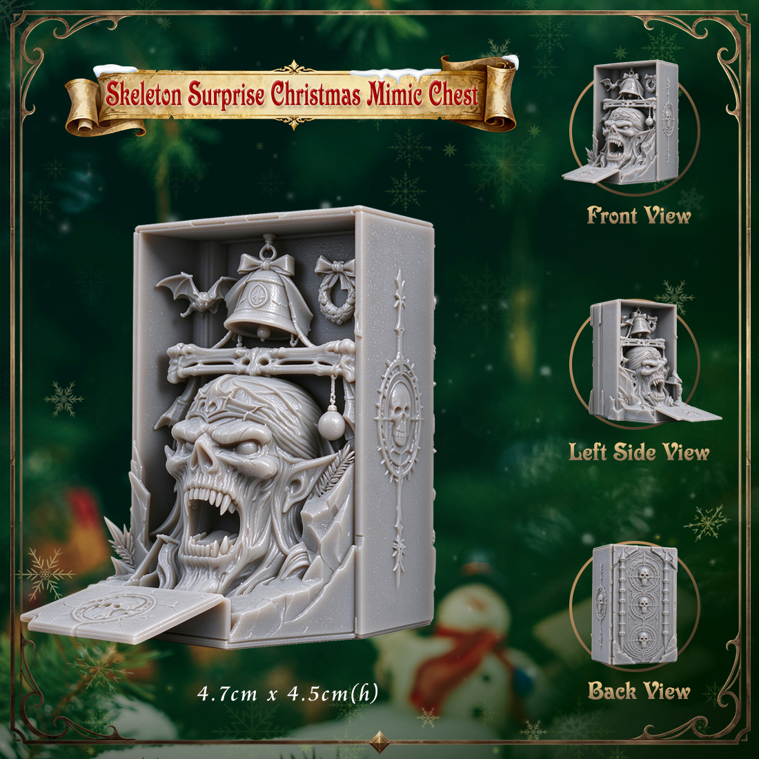 RPG Christmas Gift Box Monster Ornament-Cute 3D Printed Holiday Figurine