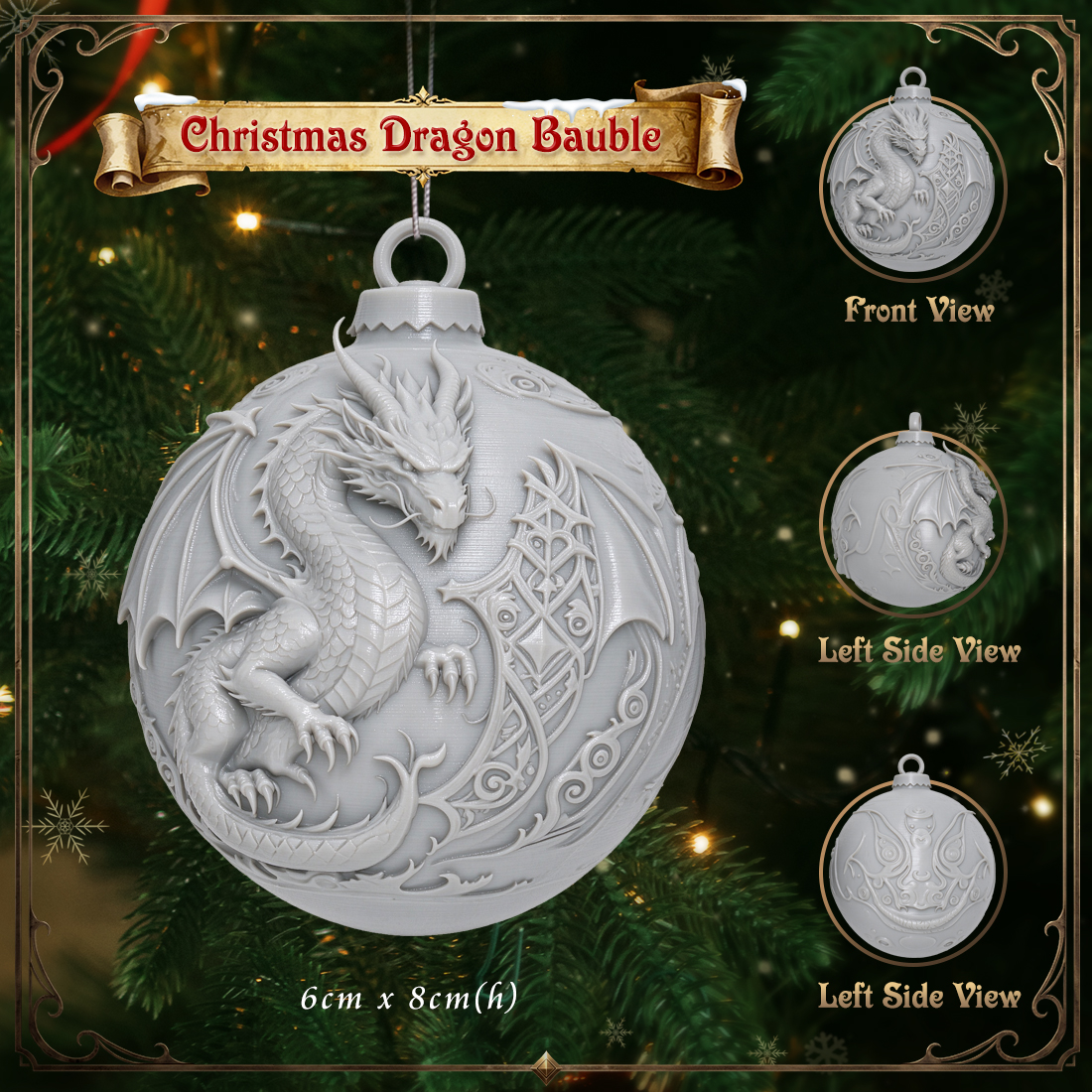 RPG Christmas Tree Ornament-3D Printed Fantasy Holiday Bauble