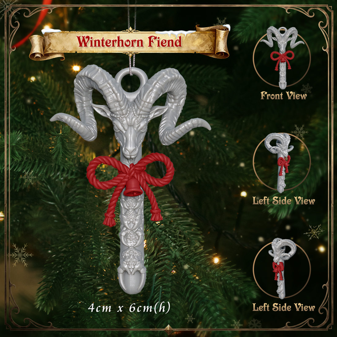 RPG Christmas Tree Monster Ornament-Cute 3D Printed Holiday Figurine