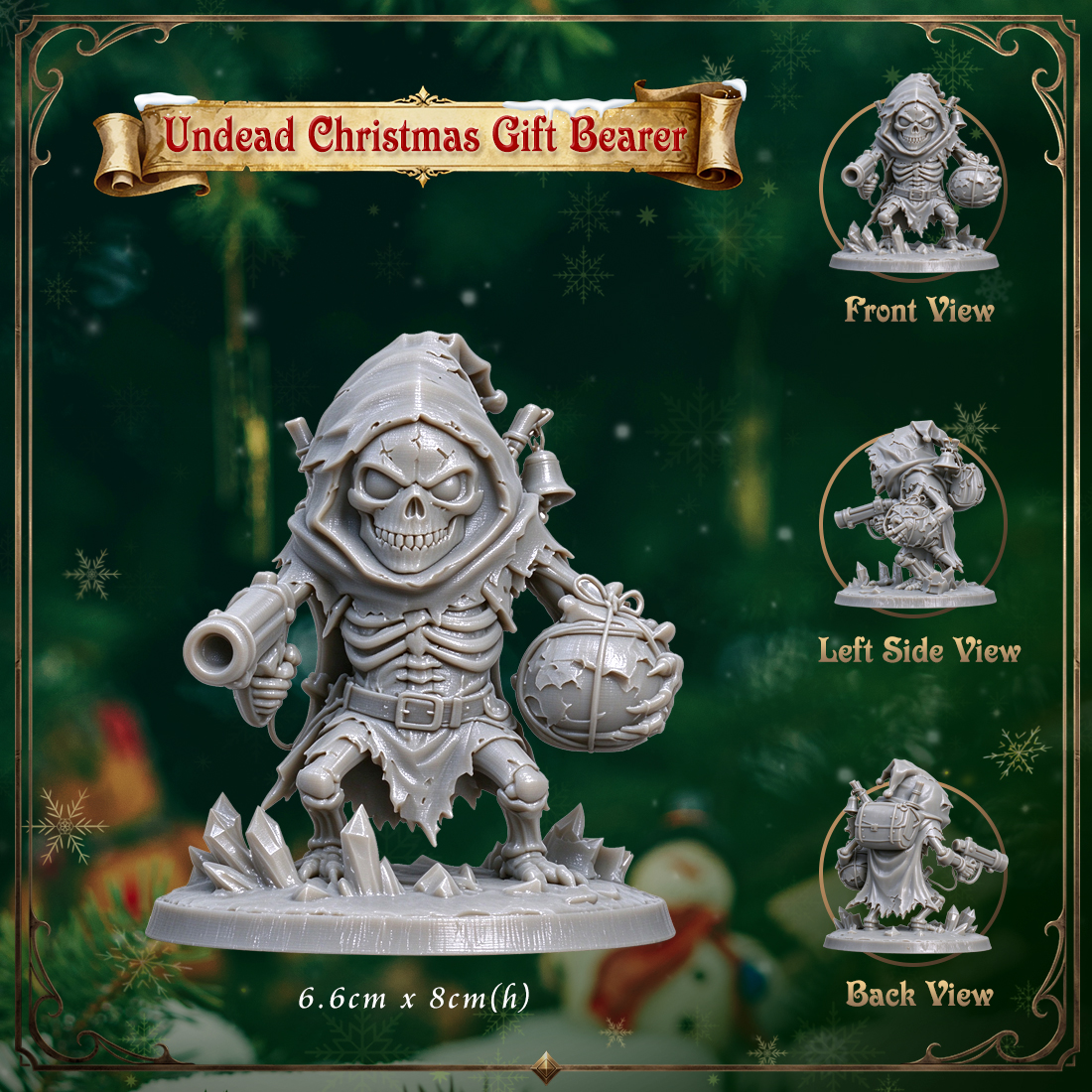 RPG Christmas Undead Figurine-3D Printed Fantasy Holiday Miniature
