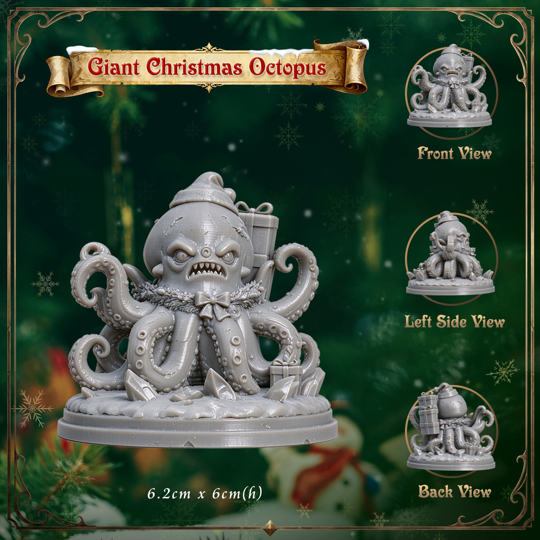 RPG Christmas Fantasy Figurine-Cute 3D Printed Holiday Miniature