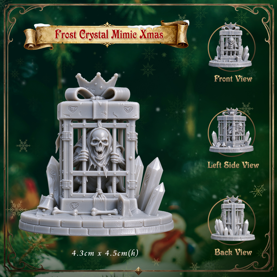RPG Christmas Gift Box Monster Ornament-Cute 3D Printed Holiday Figurine