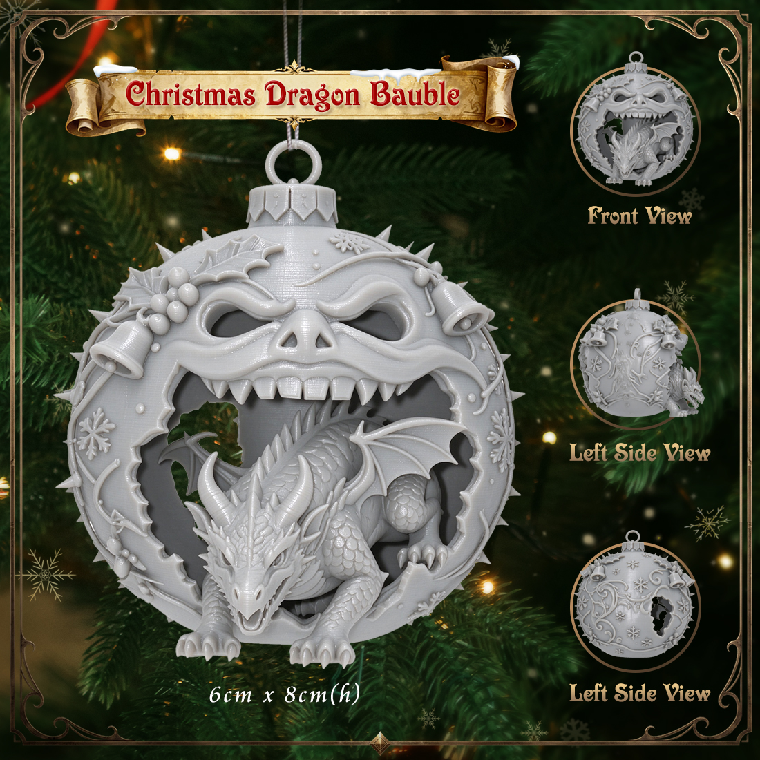 RPG Christmas Tree Ornament-3D Printed Fantasy Holiday Bauble