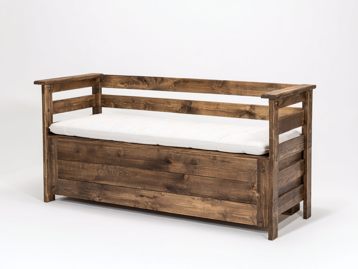 Gartenbank Holz mit Sitzkissen 190x62x76 cm - Braun-Weiß - für Terrasse und Garten-Ninorodwell