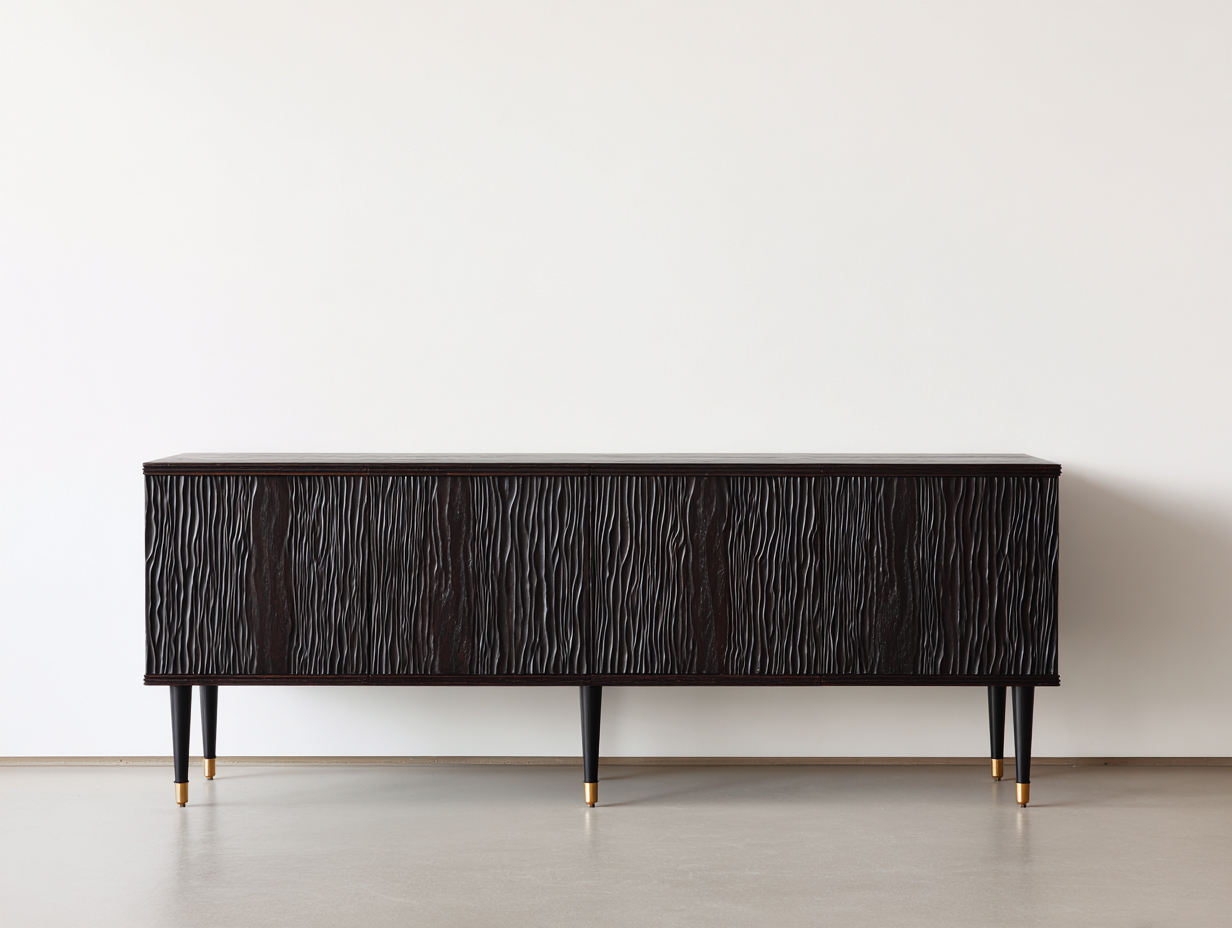 Dielenschränke Holz 200x45x78 cm - Dunkelbraun-Schwarz-Gold - 4 Türen im modernen Design-Ninorodwell