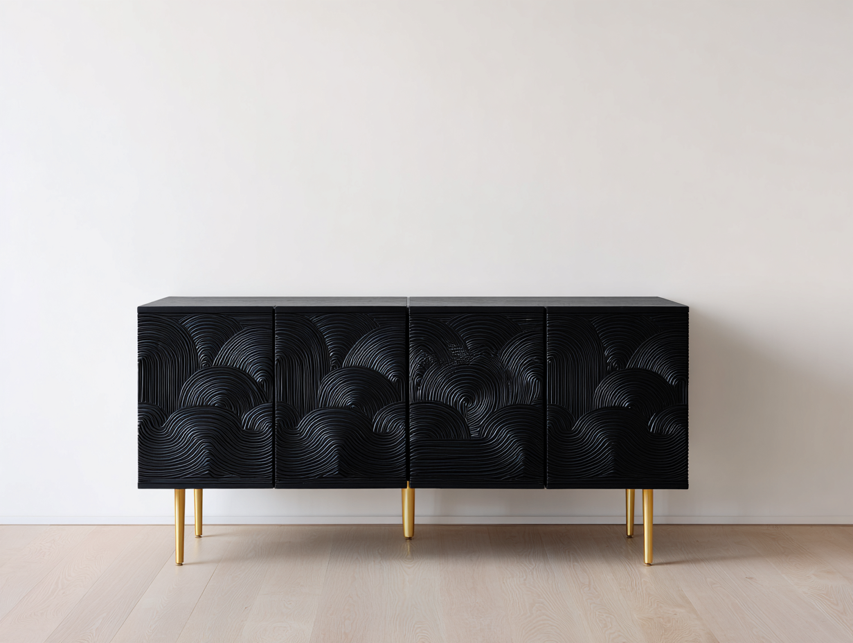 Dielenschränke Holz Metallbeine 182x42x70 cm - Schwarz-Gold - für Flur und Eingangsbereich-Ninorodwell