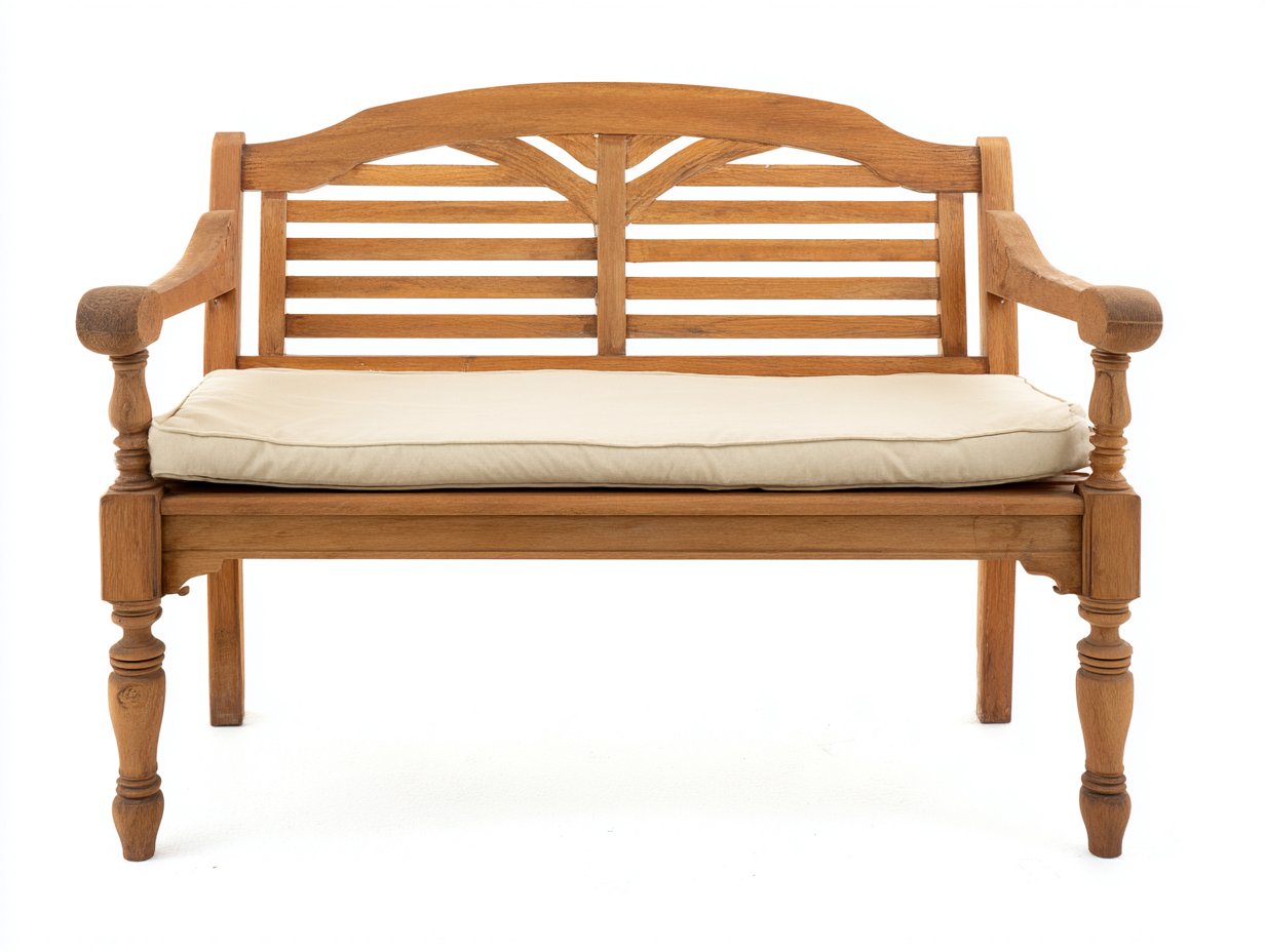 Gartenbank Holz 150x60x92 cm - Natur-Beige - 2-Sitzer mit Sitzpolster im klassischen Design-Ninorodwell