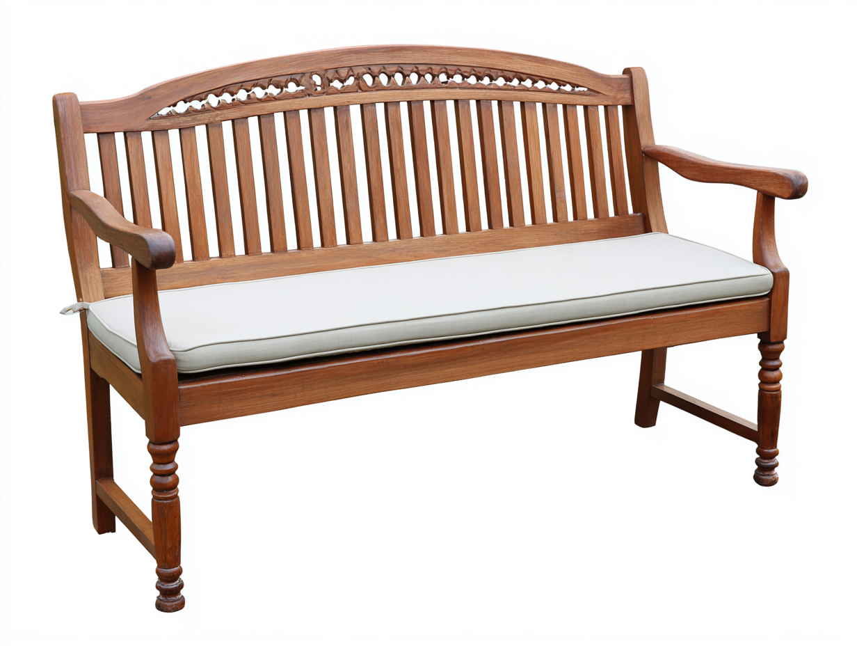 Gartenbank Holz mit Sitzkissen 185x66x92 cm - Braun-Beige - klassischer Stil für Terrasse-Ninorodwell