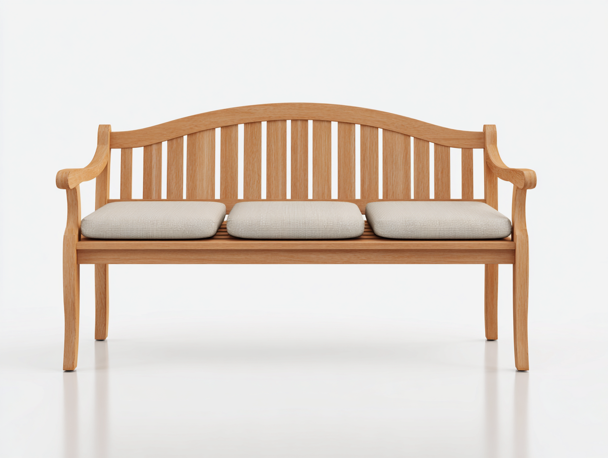 Gartenbank Holz mit Sitzkissen 180x62x90 cm - Natur-Beige - für Terrasse und Garten-Ninorodwell