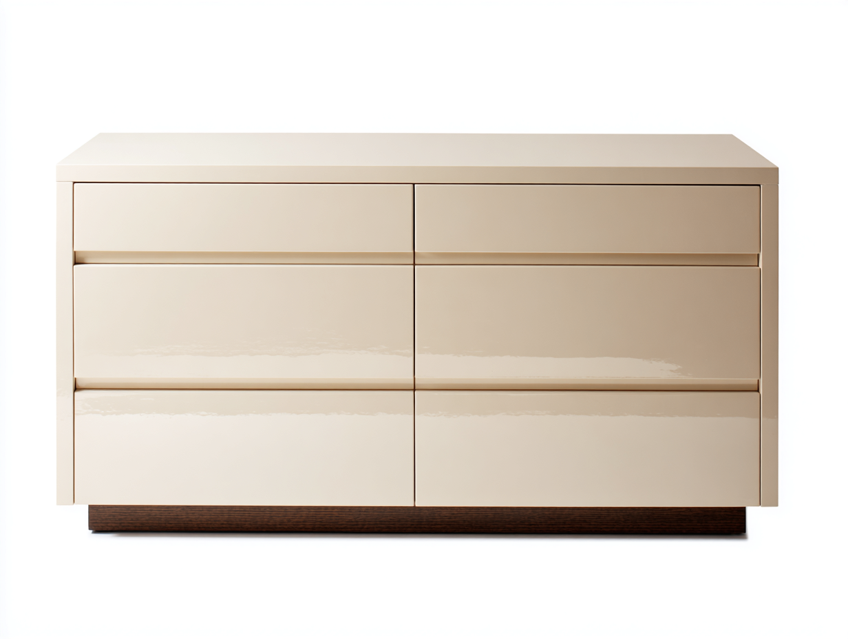 Kommode mit Schubladen Holz Hochglanz 150x45x78 cm - Beige-Dunkelbraun - moderner Stil-Ninorodwell