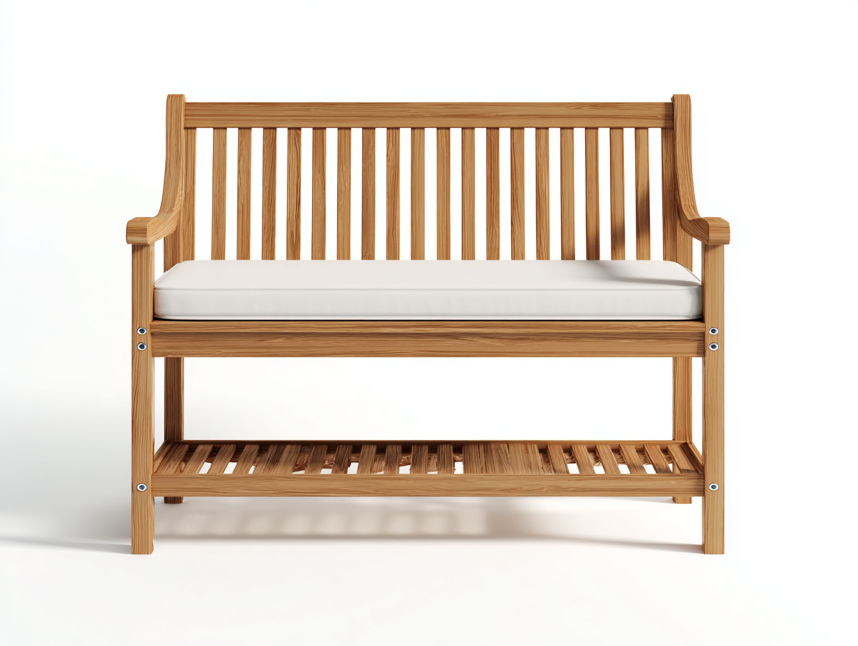 Gartenbank Holz 150x55x88 cm - Natur-Weiß - 2-Sitzer mit Sitzpolster im klassischen Design-Ninorodwell