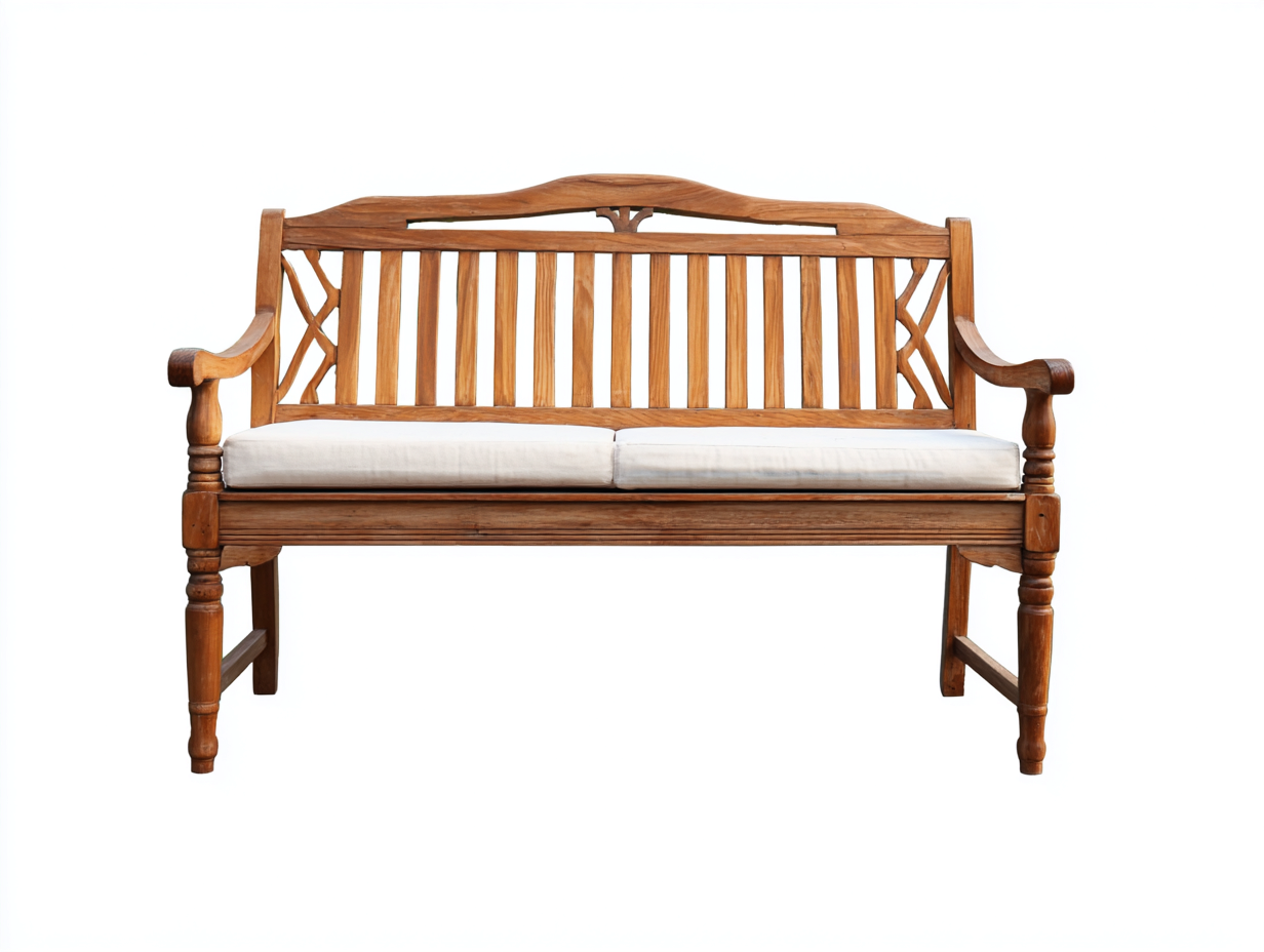 Gartenbank Holz mit 2 Sitzkissen 182x65x91 cm - Braun-Beige - klassischer Stil für Garten-Ninorodwell