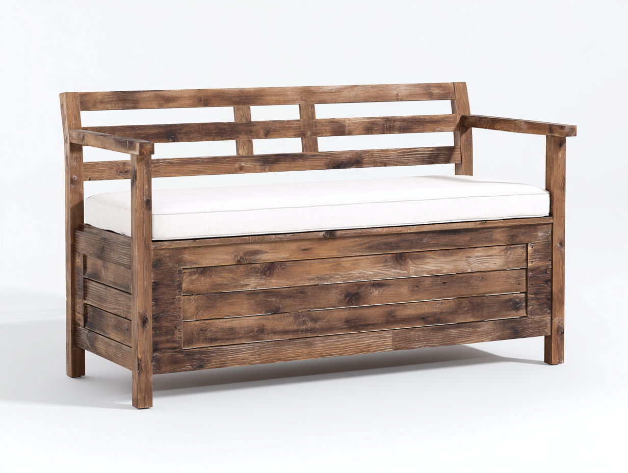 Gartenbank Holz 150x62x88 cm - Braun-Cremeweiß - Rustikales Design für Garten-Ninorodwell