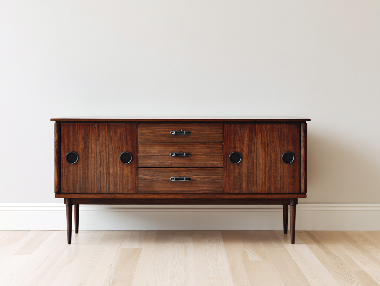 Dielenschränke Holzwerkstoff 160x42x82 cm - Dunkelbraun-Schwarz - Mid-Century-Design-Ninorodwell