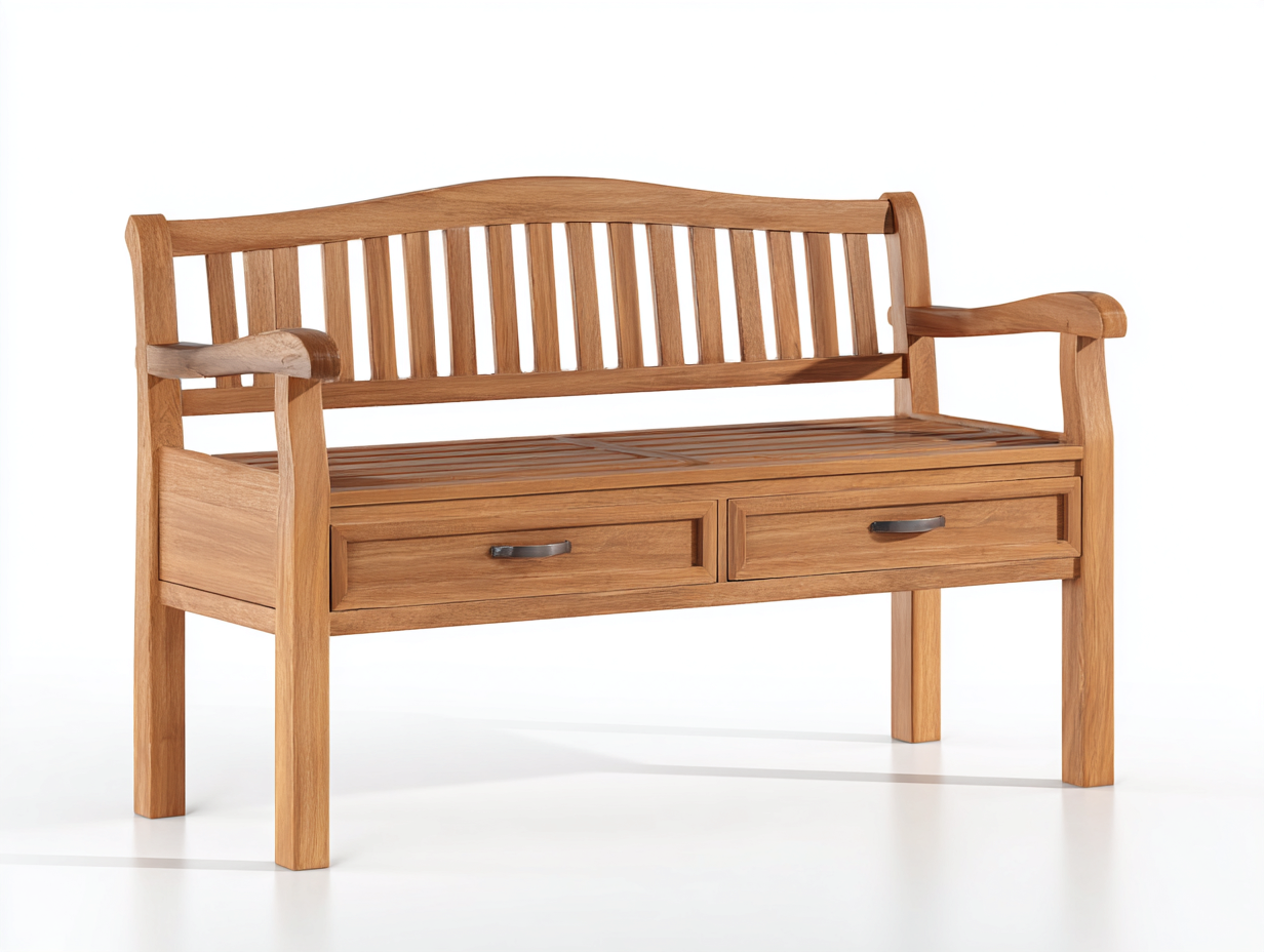 Gartenbank Holz 180x64x88 cm - Natur - mit Schubladen für Terrasse und Garten-Ninorodwell
