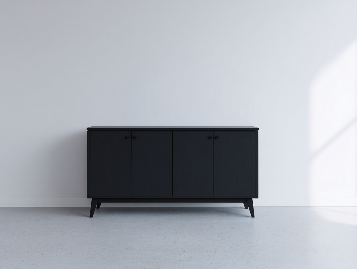 Dielenschränke Holz 170x42x78 cm - Schwarz - 4 Türen im minimalistischen Design-Ninorodwell