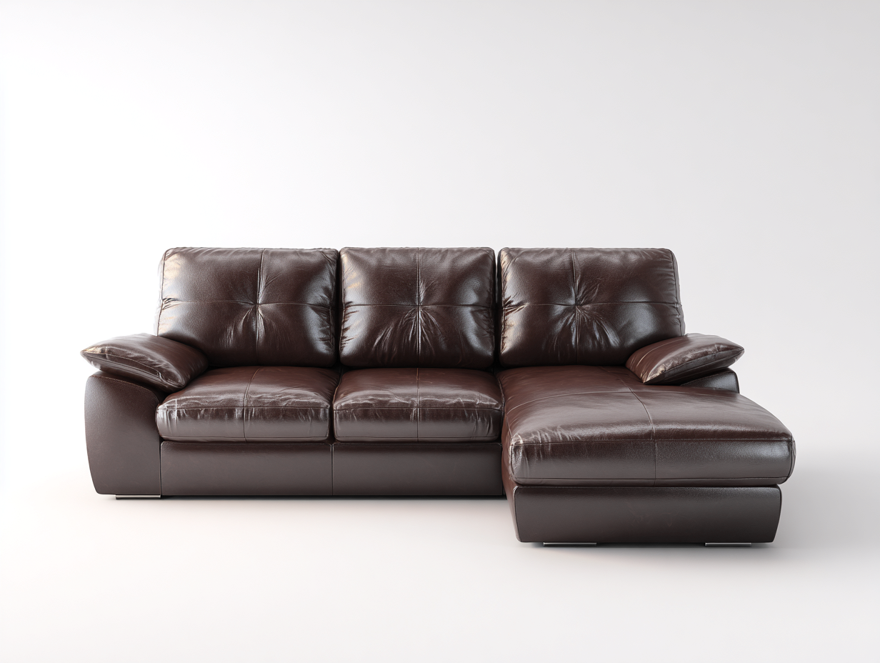 Canapé d'angle en cuir véritable 256x164x83 cm - brun foncé - pour salon style contemporain-Vovadohome