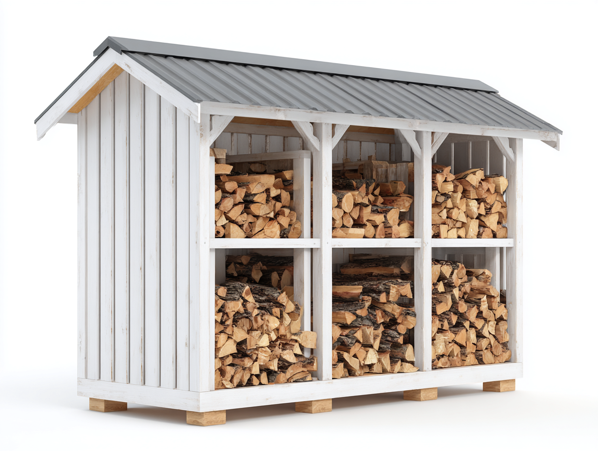 Abri à bûches en bois 238x82x172 cm - blanc-gris-bois naturel - pour jardin style cabane-Vovadohome