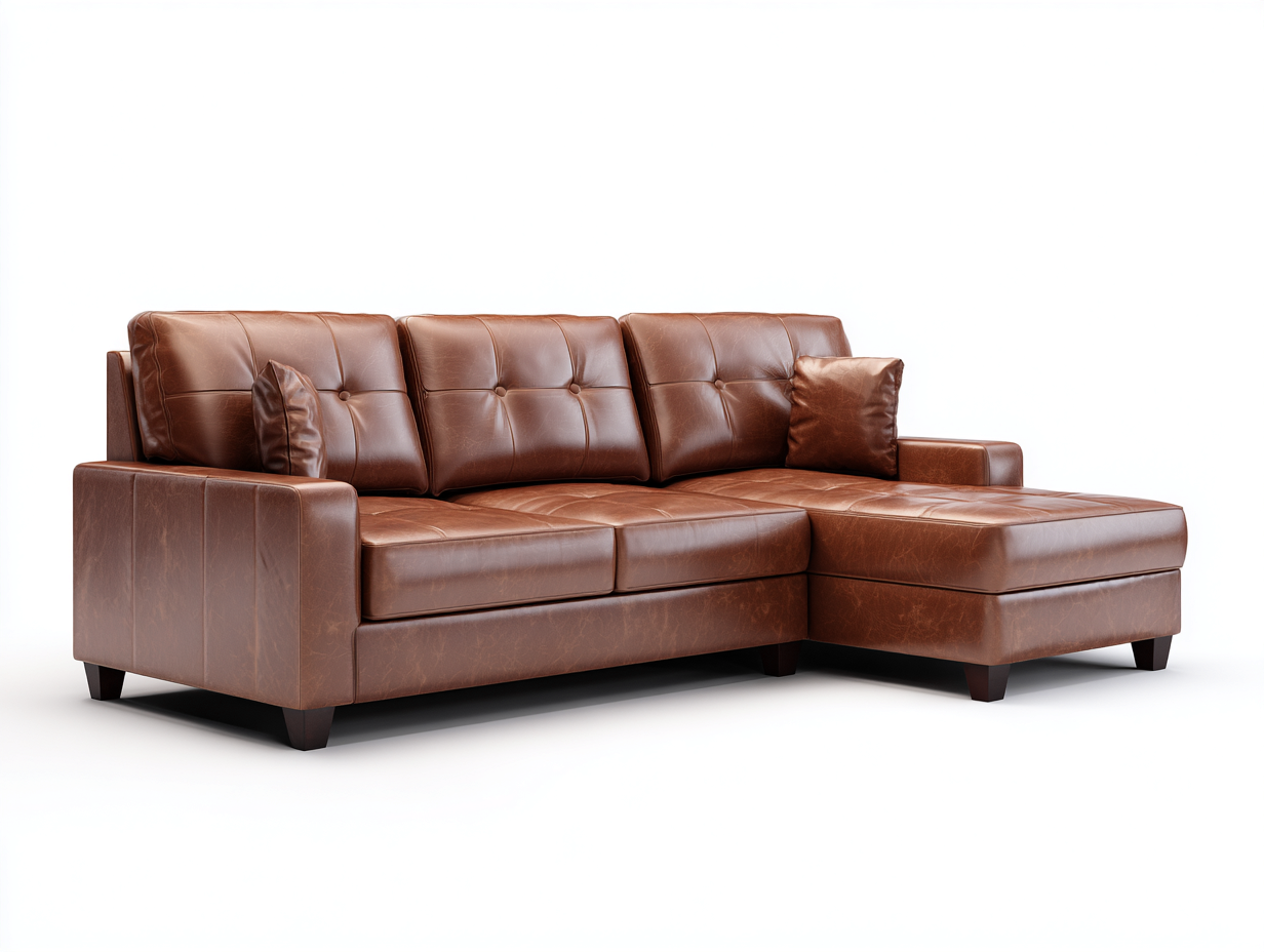 Canapé d'angle en cuir synthétique 250x160x84 cm - brun - pour salon style contemporain-Vovadohome