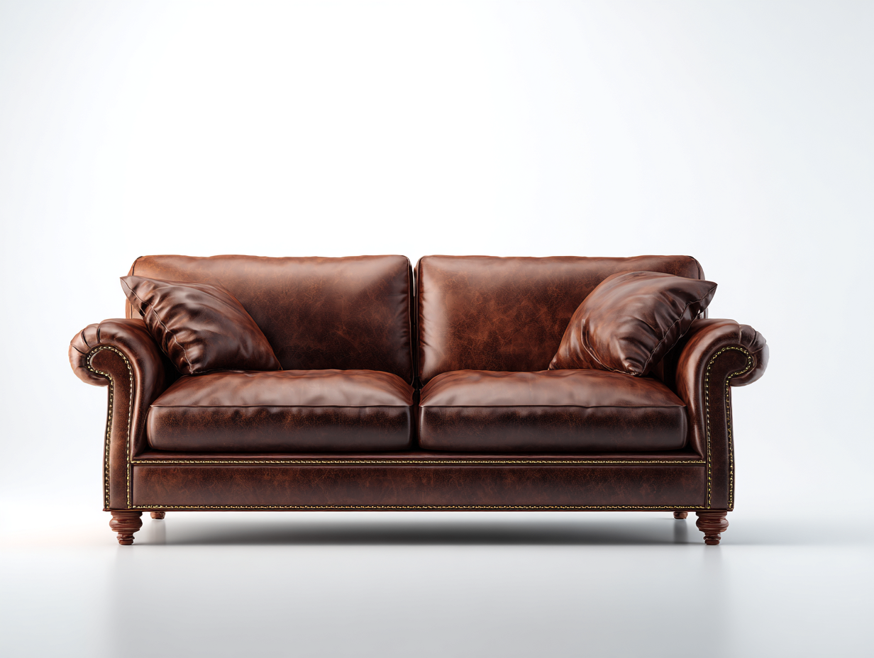Canapé 2 places en cuir véritable 178x90x78 cm - brun - pour salon style classique-Vovadohome