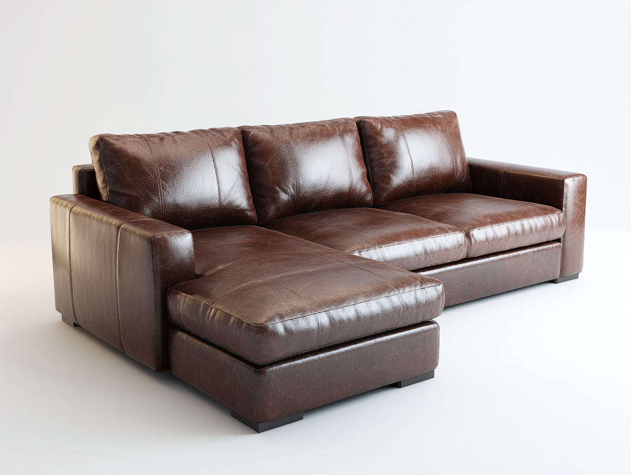 Canapé d'angle en cuir véritable 248x158x82 cm - brun - pour salon style contemporain-Vovadohome