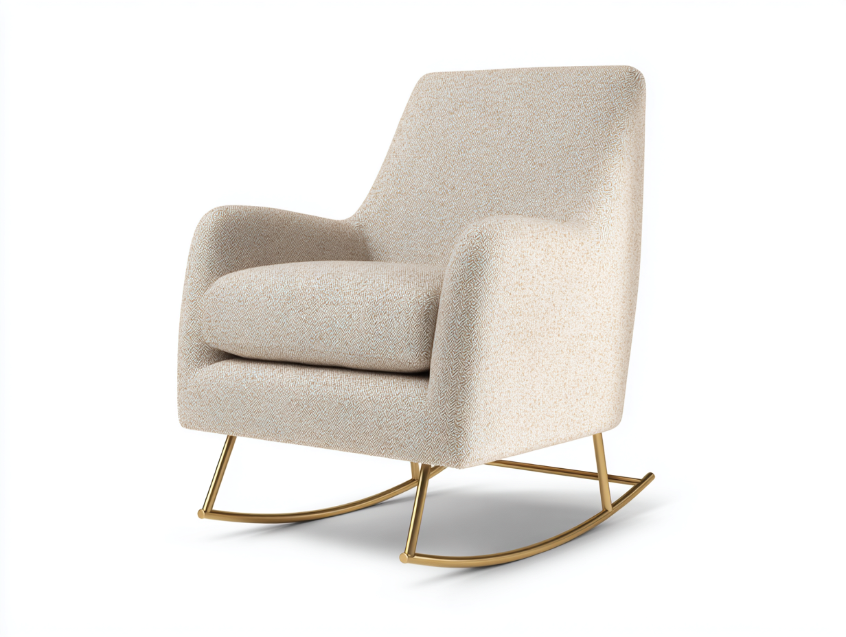 Fauteuil à bascule en tissu 82x72x96 cm - beige et doré - pour salon style moderne-Vovadohome
