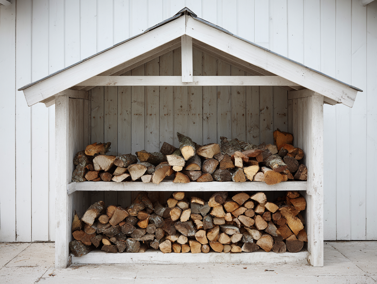 Abri à bûches en bois 170x78x165 cm - blanc et gris - pour jardin style rustique-Vovadohome