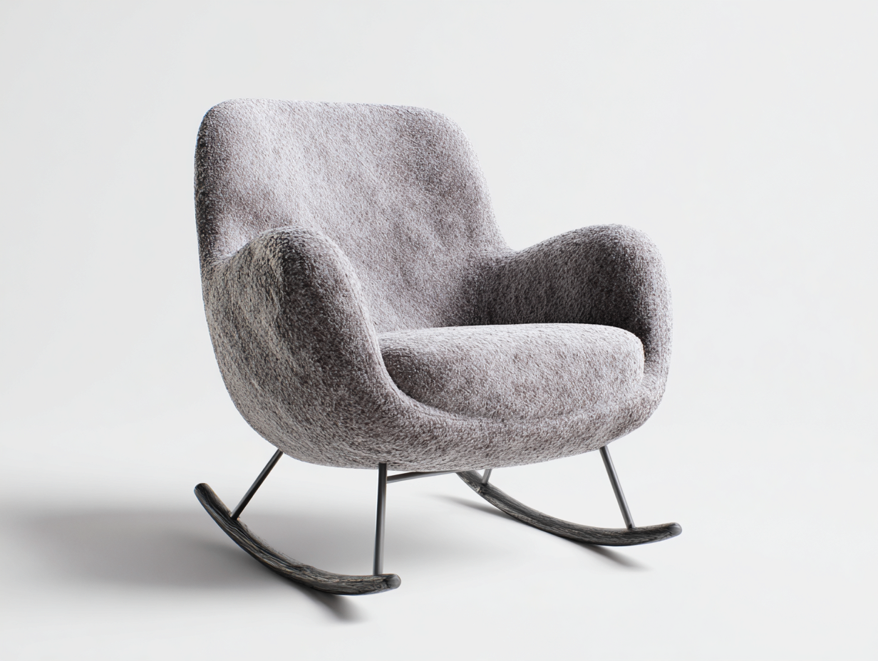 Fauteuil à bascule en tissu bouclé 81x75x96 cm - gris et noir - pour salon style moderne-Vovadohome