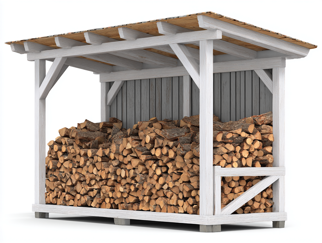 Abri à bûches en bois 240x90x175 cm - blanc gris et bois naturel - pour jardin style rustique-Vovadohome