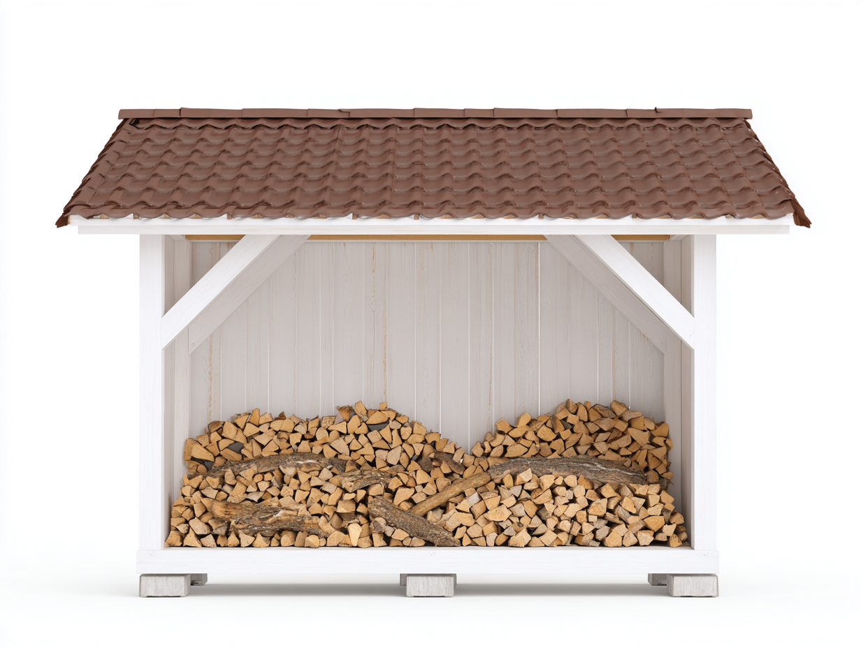Abri à bûches en bois 224x80x164 cm - blanc-brun - pour jardin style rustique-Vovadohome