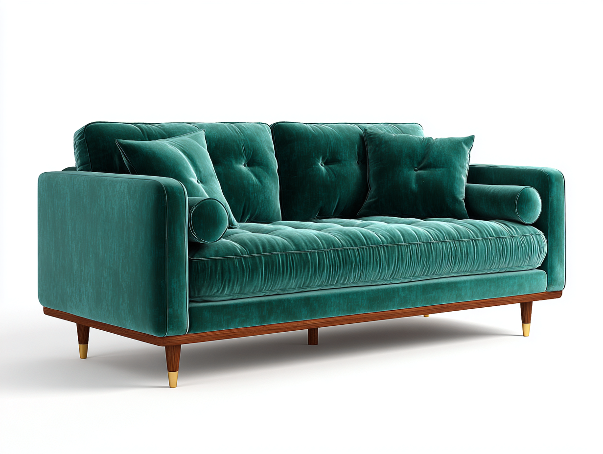 Canapé 2 places en velours 182x91x78 cm - vert - pour salon style moderne-Vovadohome