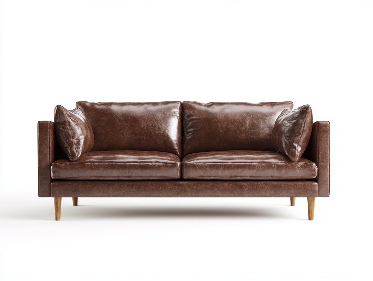Canapé 2 places en cuir véritable 170x88x82 cm - brun - pour salon style classique-Vovadohome