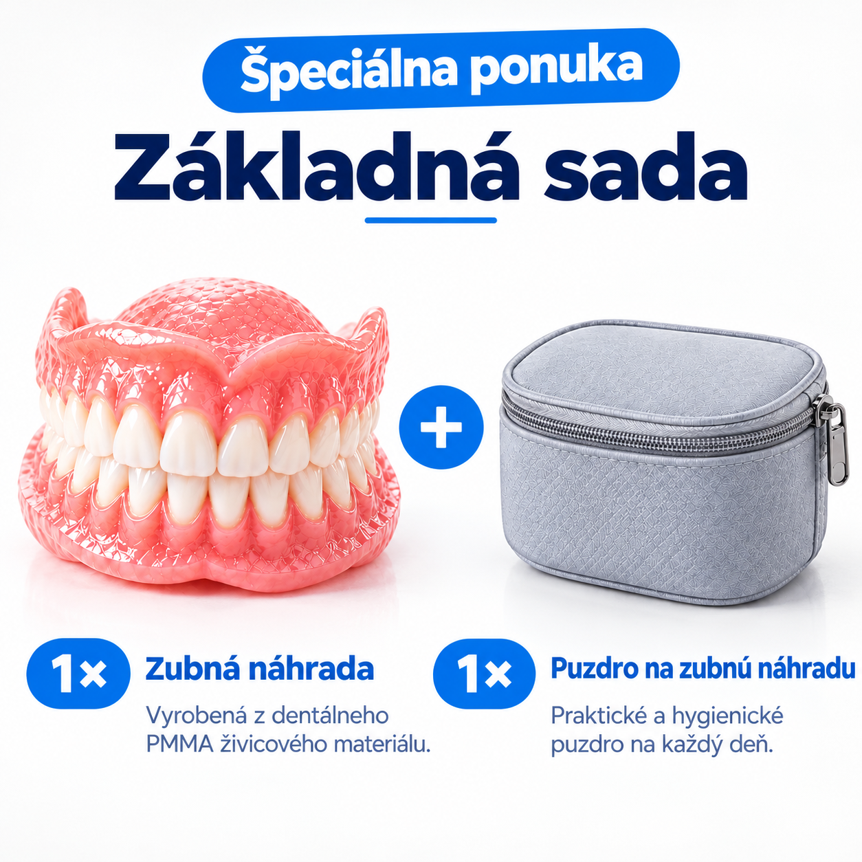 Zubné náhrady z dentálnej PMMA živice – prirodzený odtieň, vysoká odolnosť a pohodlné prispôsobenie ústnej dutine.
