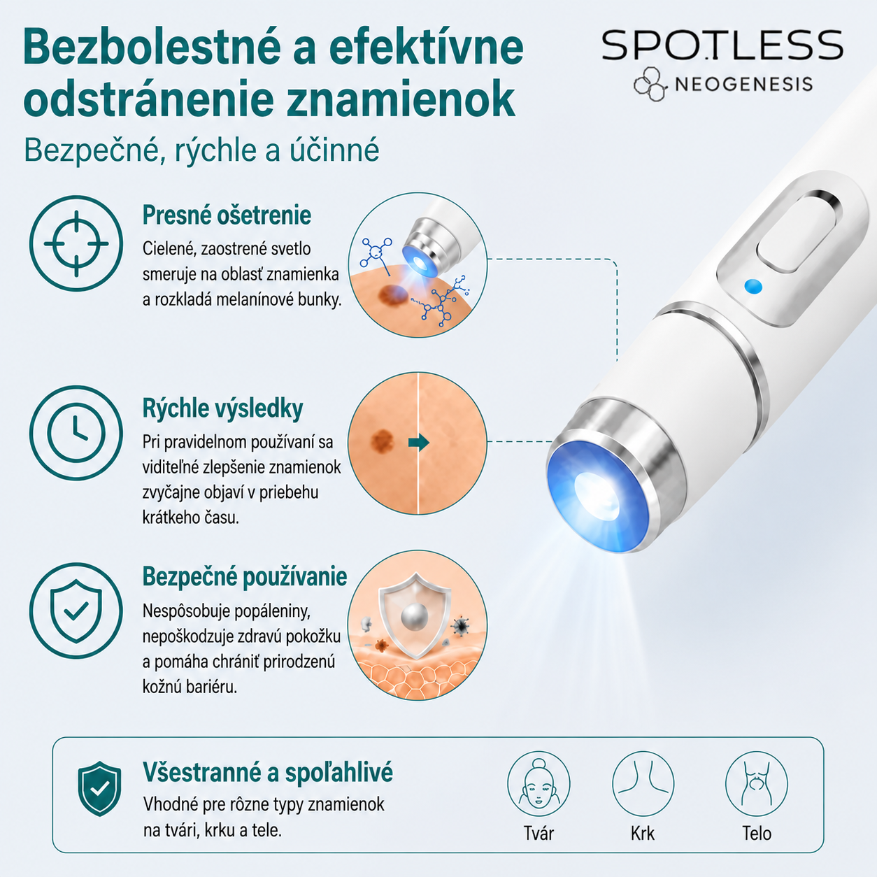 ✨ NEOGENESIS™ 2026 – Multifunkčná starostlivosť o pleť novej generácie v pere: profesionálne riešenie na odstránenie znamienok a nedokonalostí. Neinvazívna technológia bez bolesti a bez jaziev pre zdravšiu a žiarivejšiu pleť. Vyrobené v USA. ✨