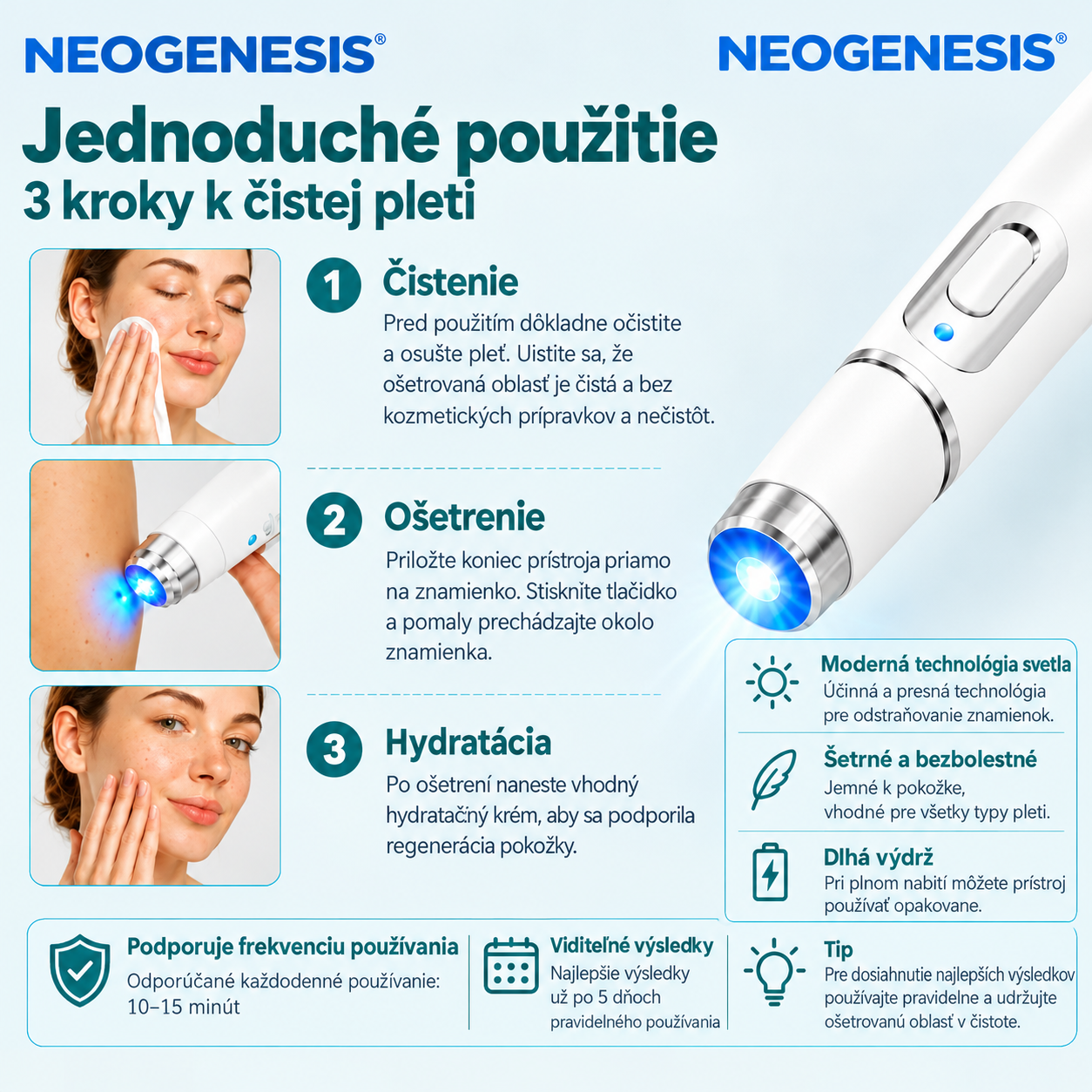 ✨ NEOGENESIS™ 2026 – Multifunkčná starostlivosť o pleť novej generácie v pere: profesionálne riešenie na odstránenie znamienok a nedokonalostí. Neinvazívna technológia bez bolesti a bez jaziev pre zdravšiu a žiarivejšiu pleť. Vyrobené v USA. ✨