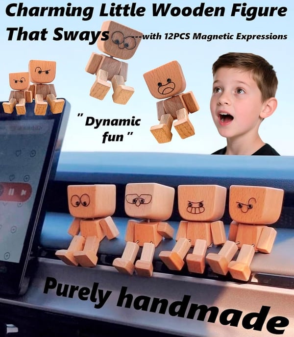 🔥A charming little wooden puppet that can rock and comes with 12 magnetic expressions.