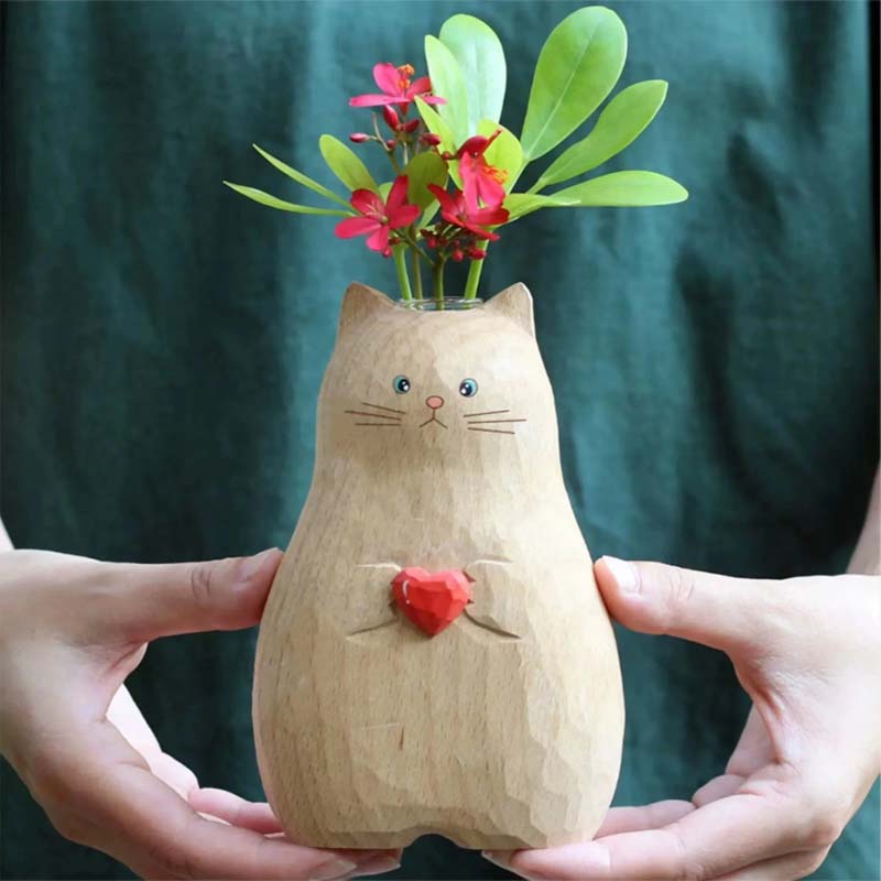 🐱Chonky Cat Vase with Heart❤️