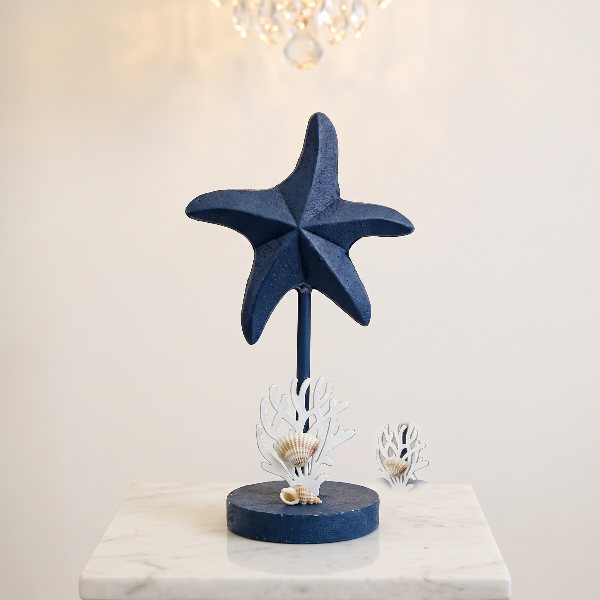 Handcrafted Wooden Starfish Decor – Coastal Ocean Style Tabletop Ornament