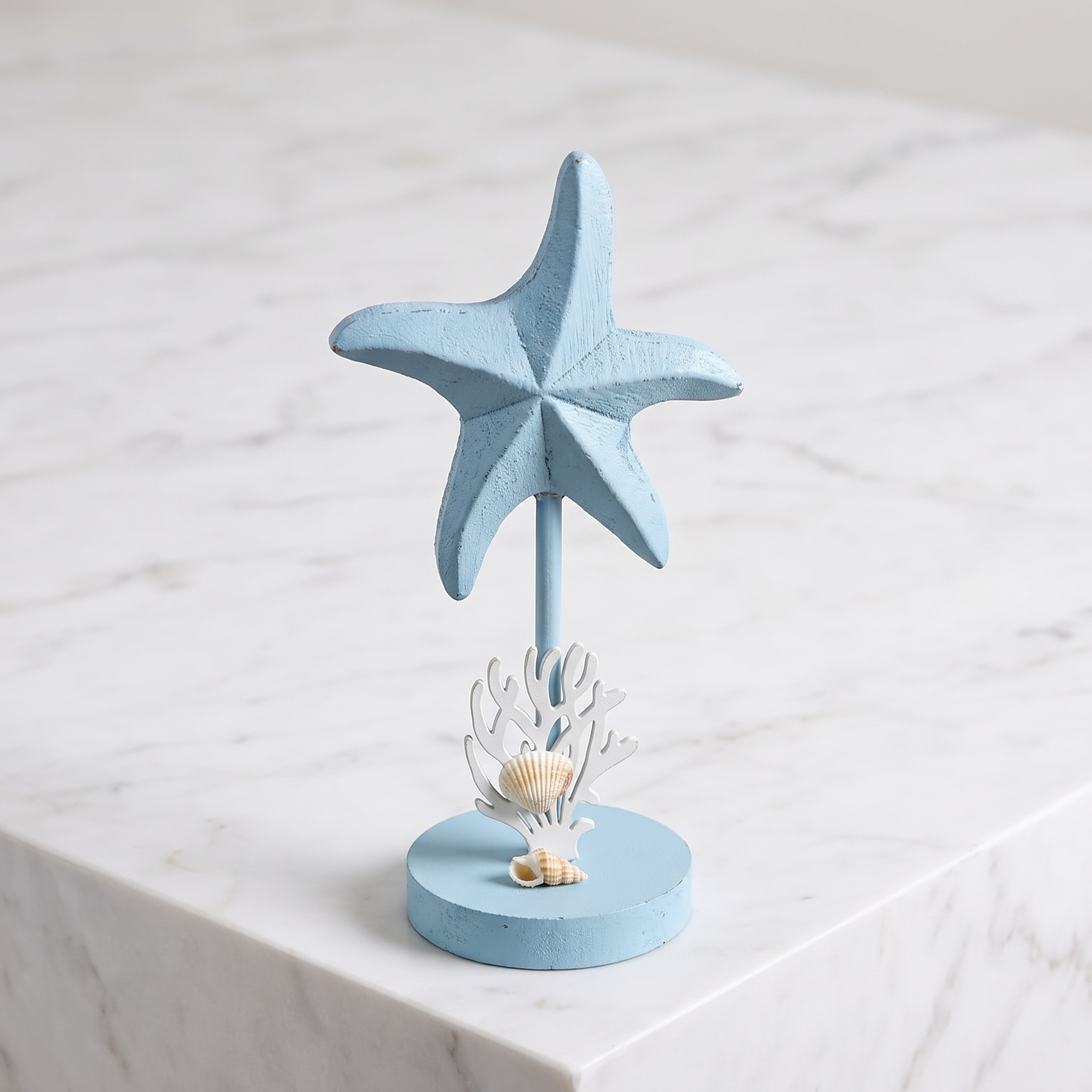 Handcrafted Wooden Starfish Decor – Coastal Ocean Style Tabletop Ornament