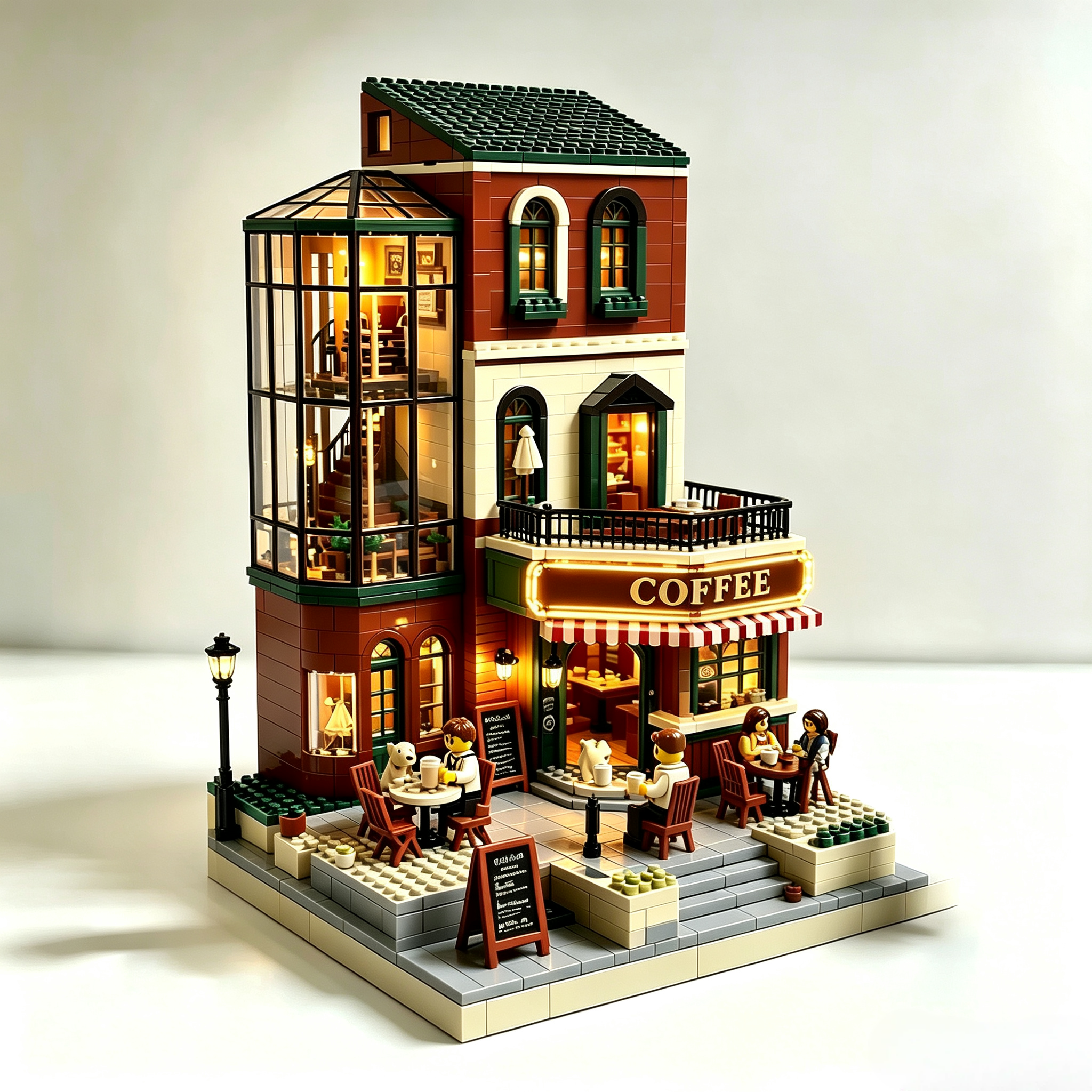 Vintage Coffee Shop Street View Building Set