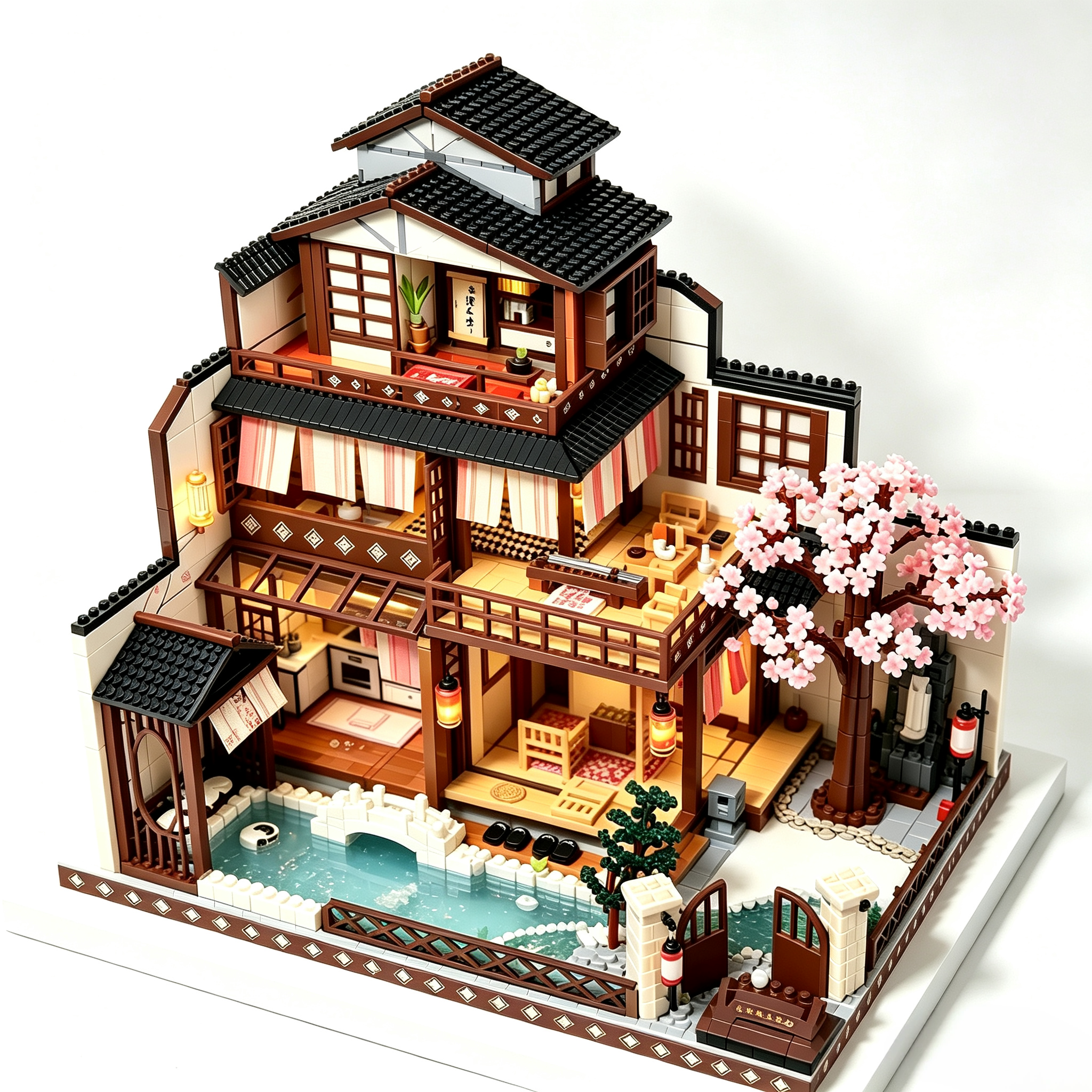 Japanese Machiya Courtyard Building Set