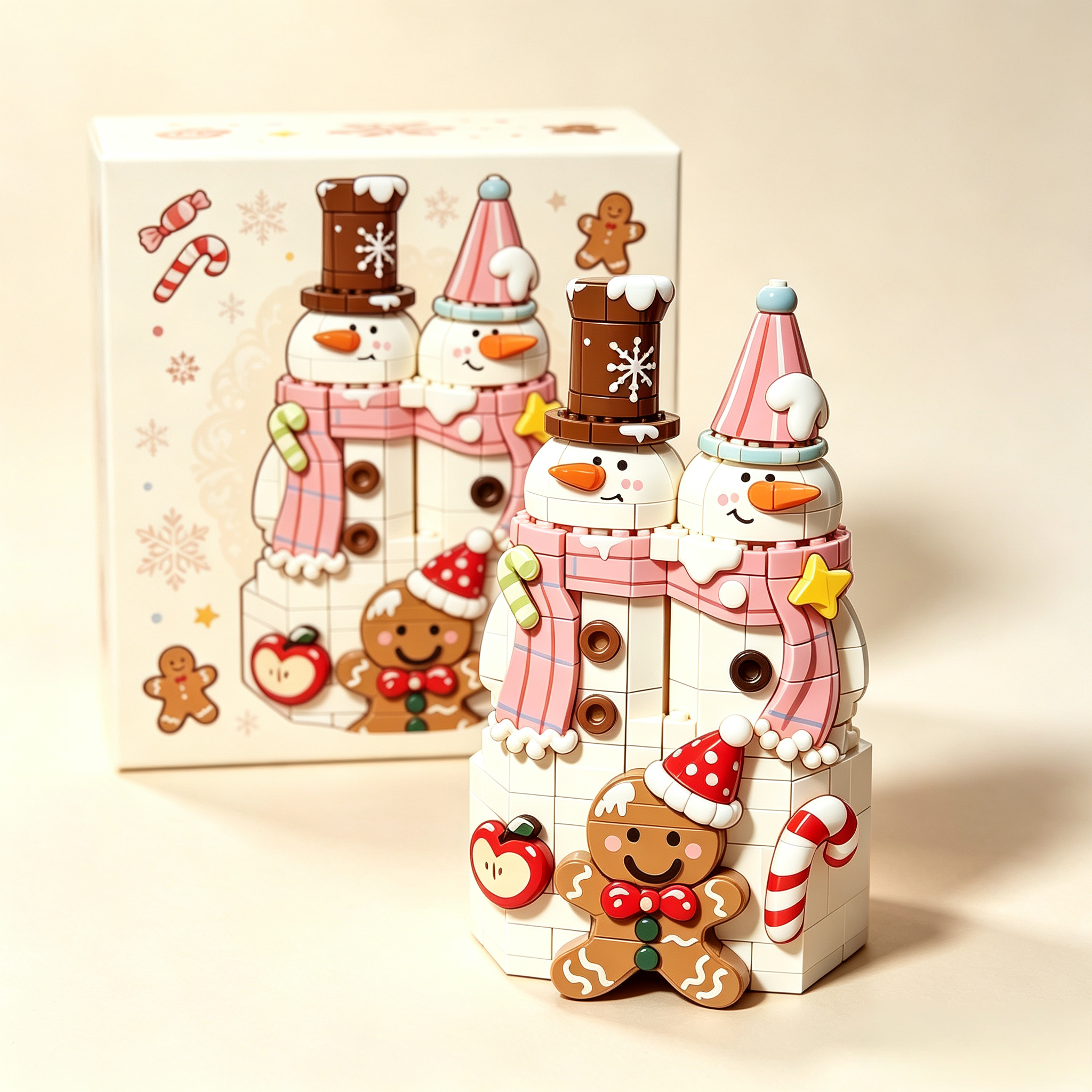 Dual‑Snowman Ginger Christmas Building Set