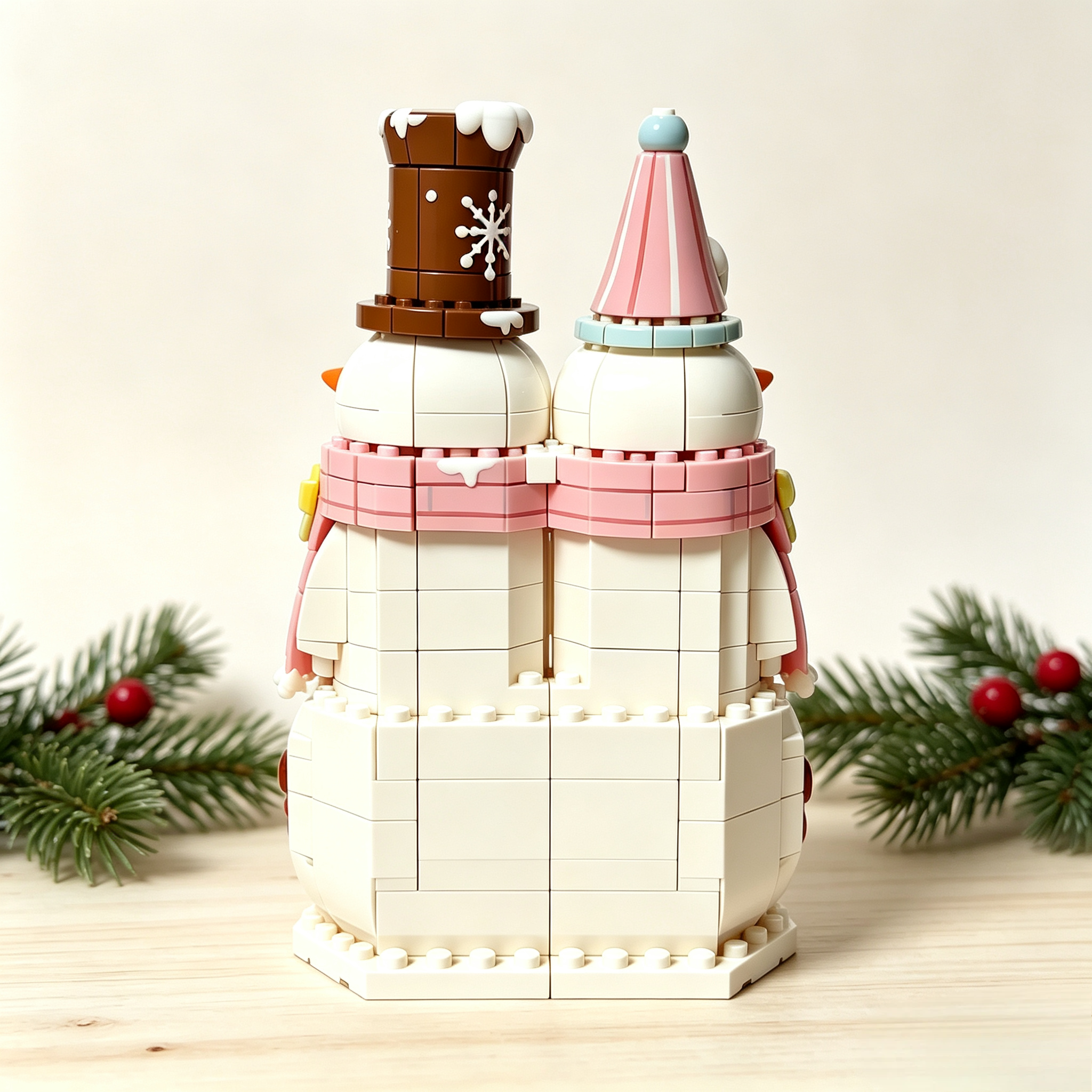 Dual‑Snowman Ginger Christmas Building Set