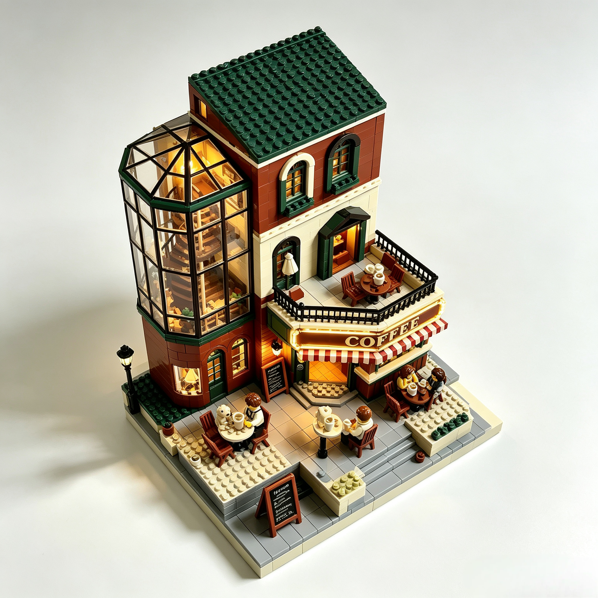 Vintage Coffee Shop Street View Building Set