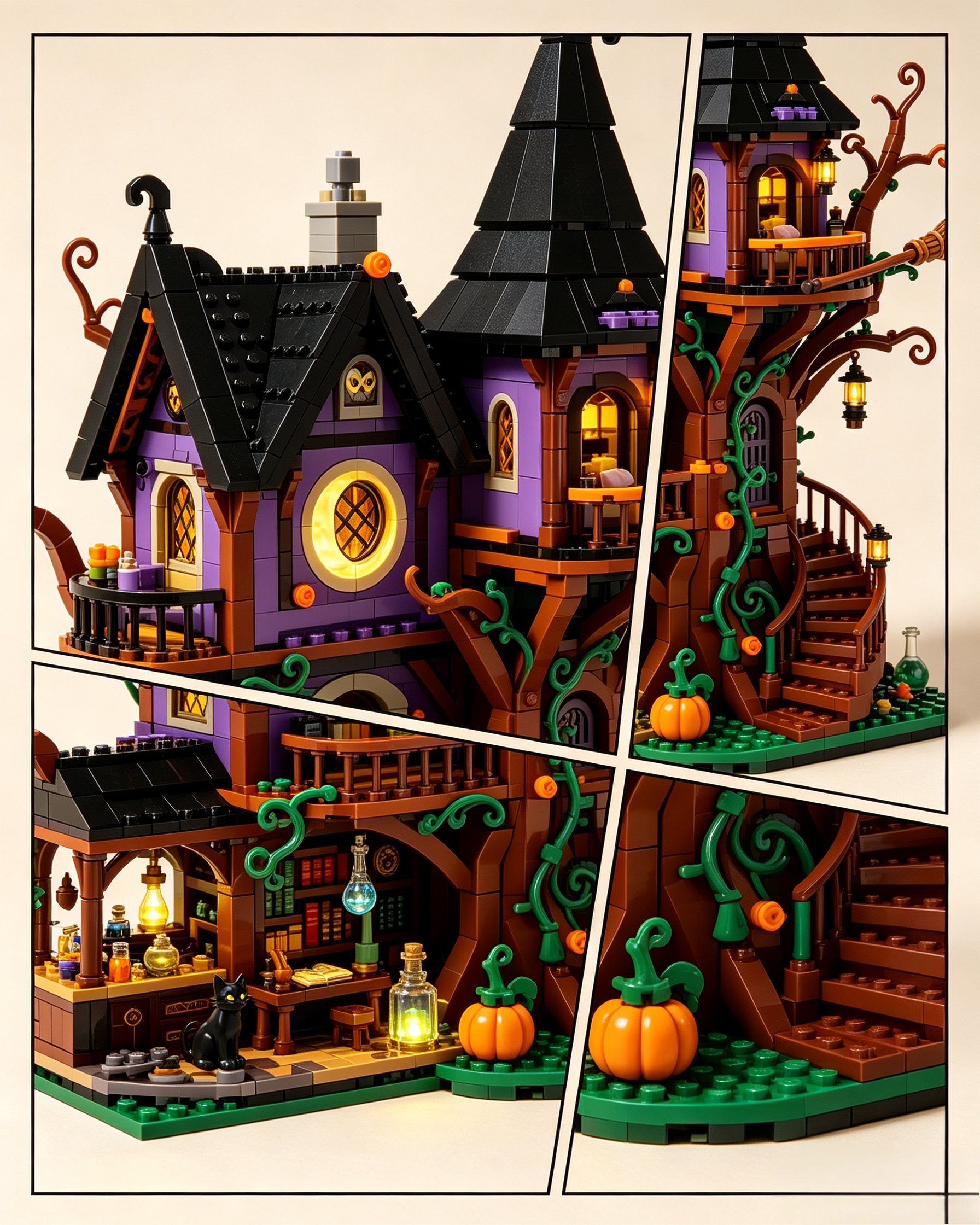 Halloween Witch Tree House Building Set