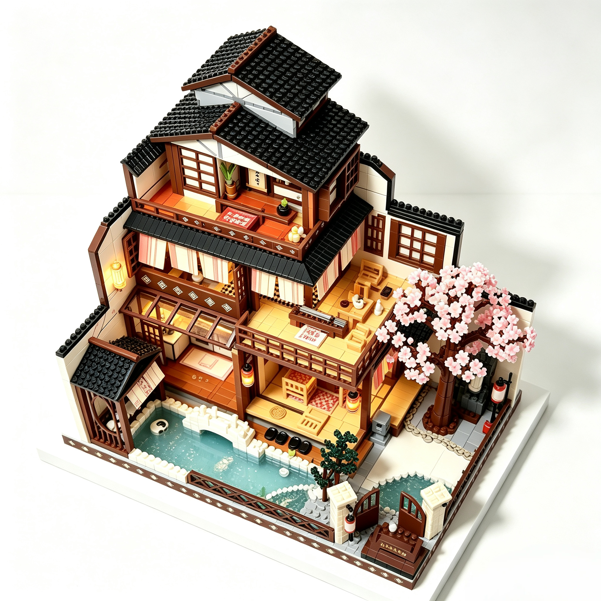 Japanese Machiya Courtyard Building Set