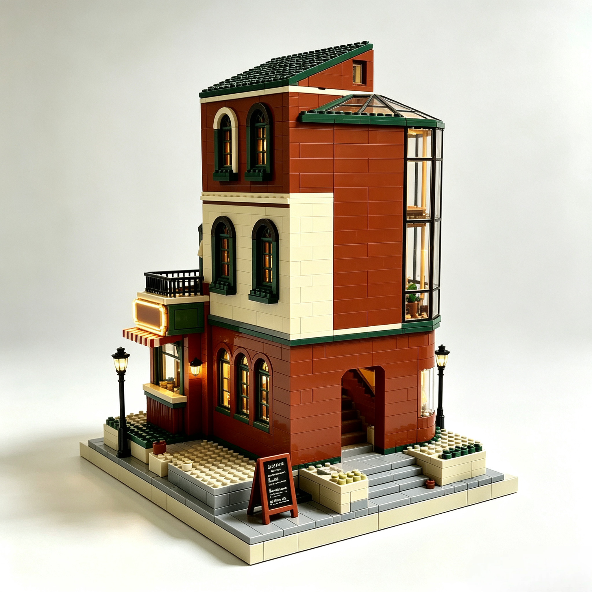 Vintage Coffee Shop Street View Building Set