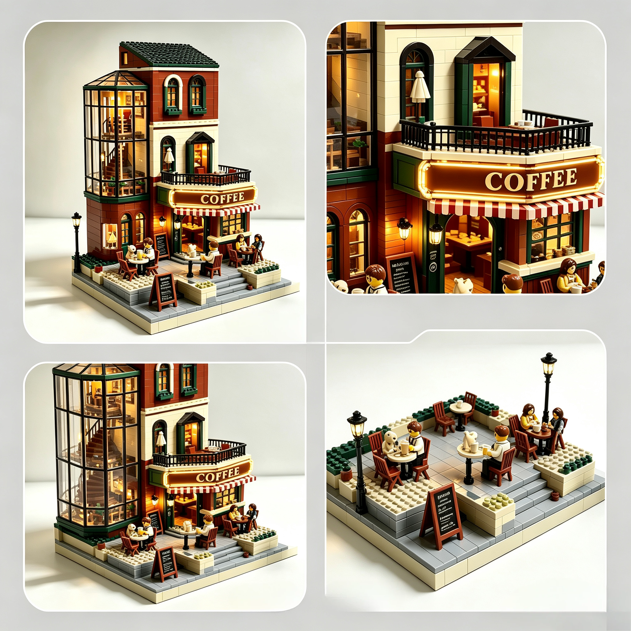 Vintage Coffee Shop Street View Building Set